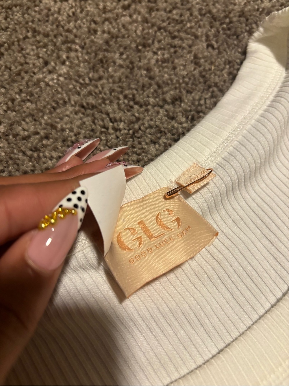 Good Luck Gem White Ribbed Women’s Dress